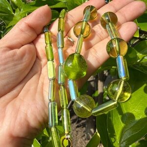 Green Glass Bead Necklace - Women Jewelry